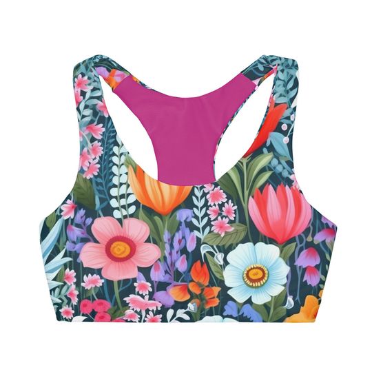 Discover Floral Girls' Double Lined Seamless Sports Bra