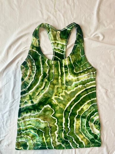 Discover Earthy Green Racerback Tank, Ice Dye Tank, Green Geode