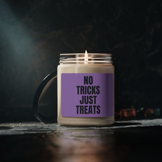 Discover Halloween Candle, No Tricks Just Treats Label, Fall Scented, Halloween Decor