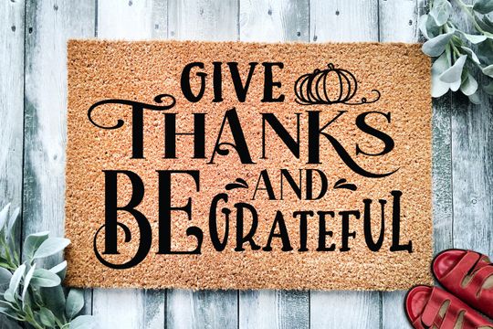 Discover Give Thanks And Be Grateful Door Mat | Pumpkins Fall Doormat