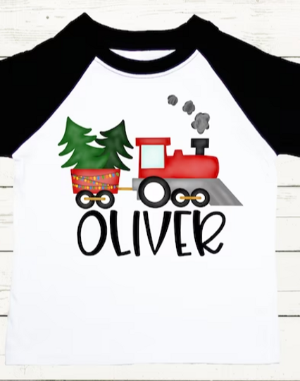 Discover Personalized Christmas Train T-shirt for Boys