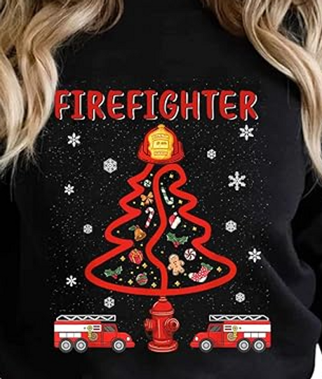 Discover Firefighter Truck and Christmas Tree T-Shirt