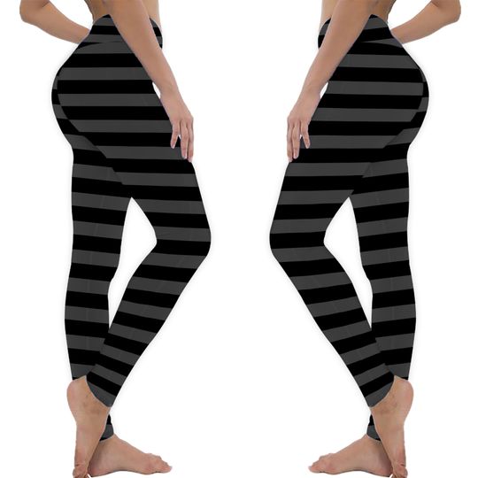 Discover Shadow Grey and Black Horizontal Witch Stripes Leggings
