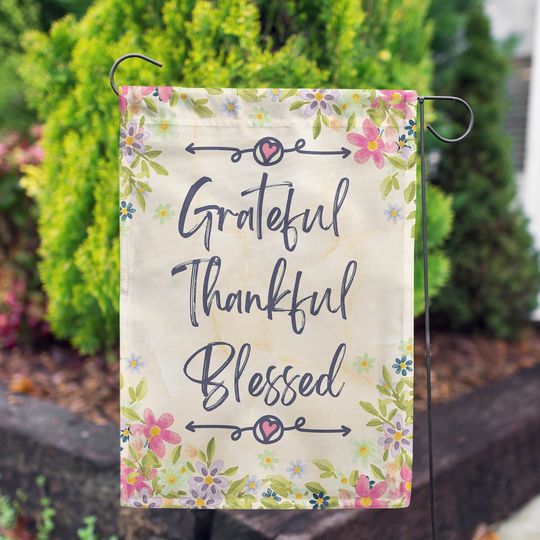 Discover Grateful Thankful Blessed Thanksgiving Garden Flag
