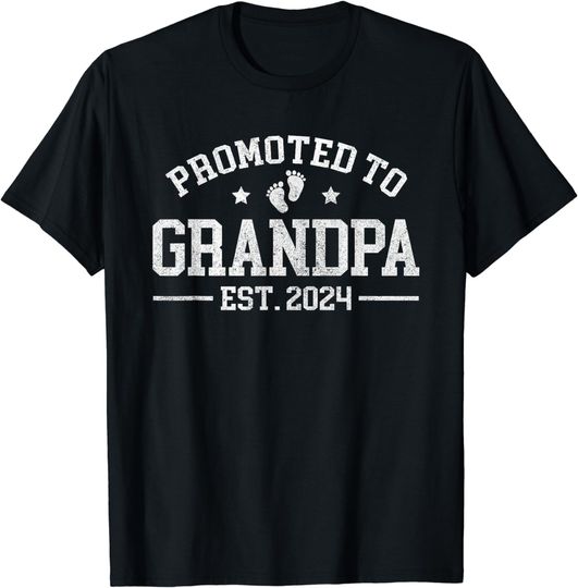 Discover Promoted to Grandpa est. 2024 Grandparents Baby Announcement T-Shirt
