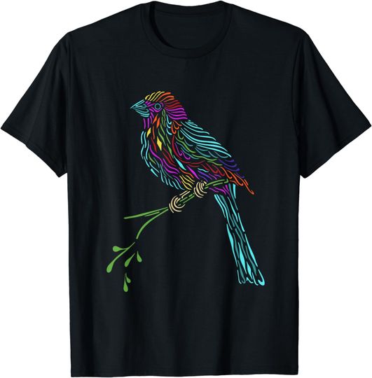 Discover Birdwatcher Colourful Bird Watching Parrot Budgie T-Shirt