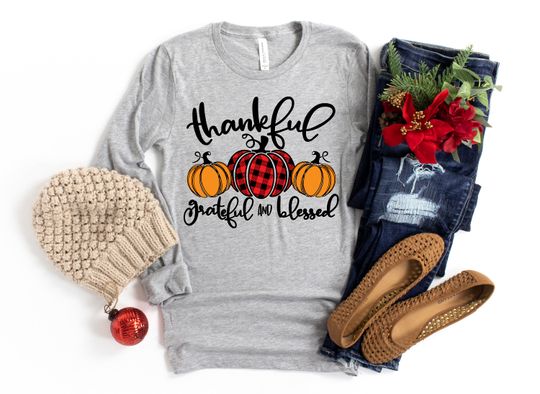 Discover Thankful Grateful Blessed Thanksgiving Sweatshirt