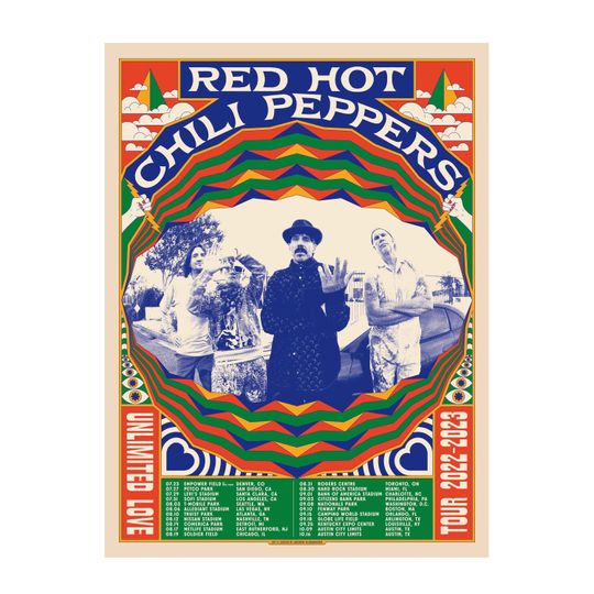 Discover Unlimited Love Tour Poster, Red Hot Chili Peppers Poster