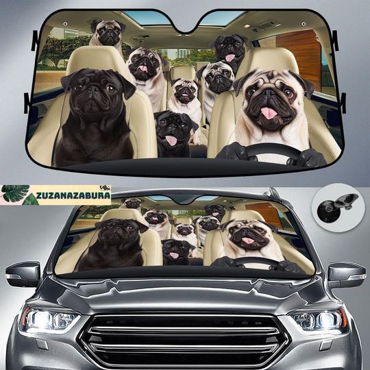 Discover Pug Car Sunshade - Perfect Windshield Shade for Pug Lovers
