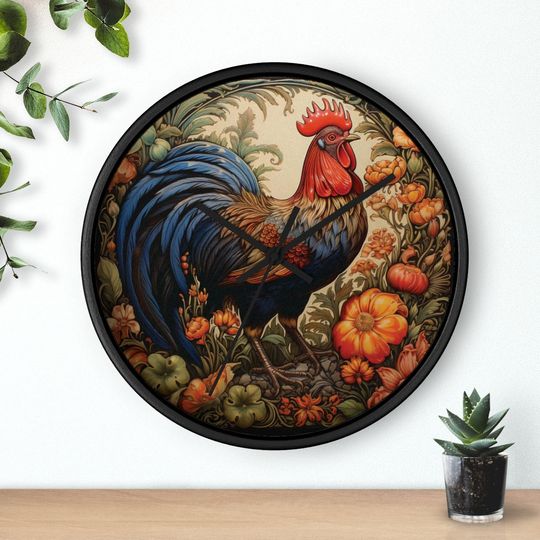 Discover Thanksgiving Rooster Fall Color Wall Clock Autumn Decor