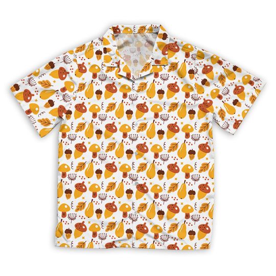 Discover Boho Abstract Autumn Seamless Pattern Bohemian Short Sleeve Hawaiian Unisex Shirt , Button Vintage Aloha Hawaii Shirt