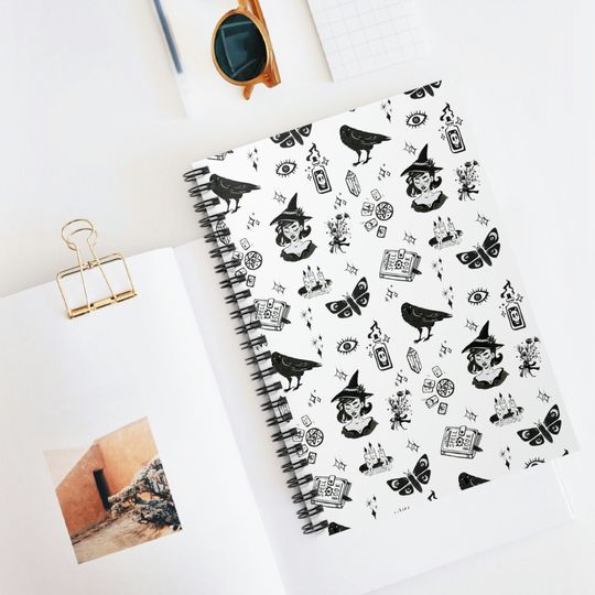 Discover Simple, Seamless, Halloween, Witch Themed Design Spiral Notebook - Ruled Line