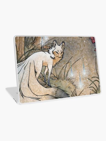 Discover Fox & Wisps - TeaKitsune Fox Yokai | Laptop Skin