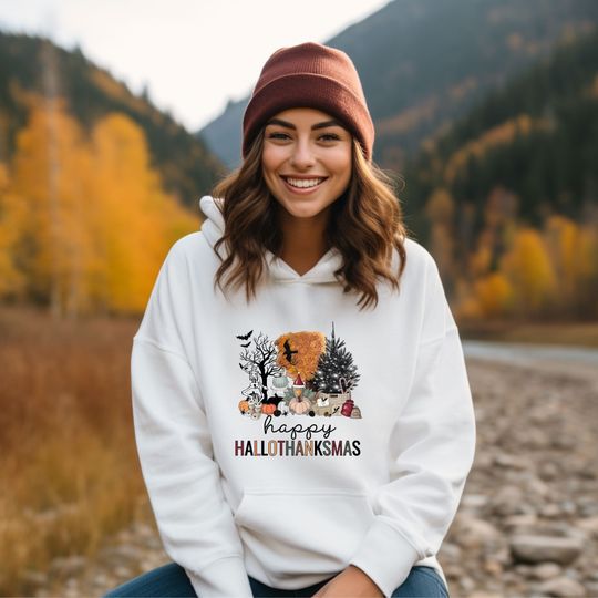 Discover Happy Hallothanksmas Hoodie, Thanksgiving Hoodie
