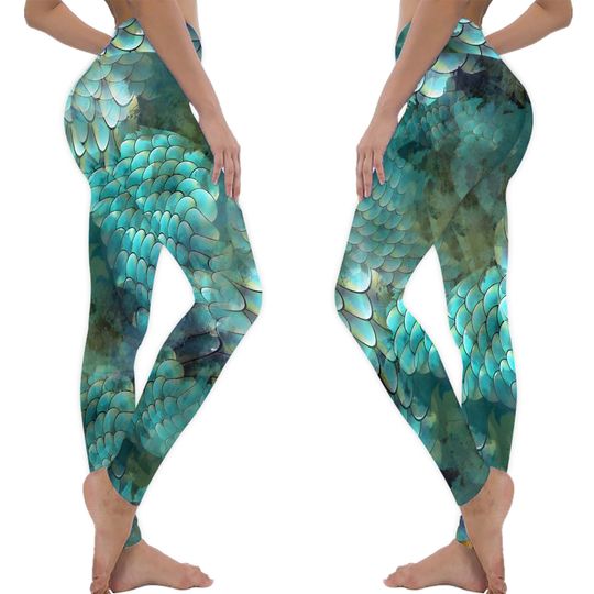 Discover Mermaid yoga pants blue legging yoga pants