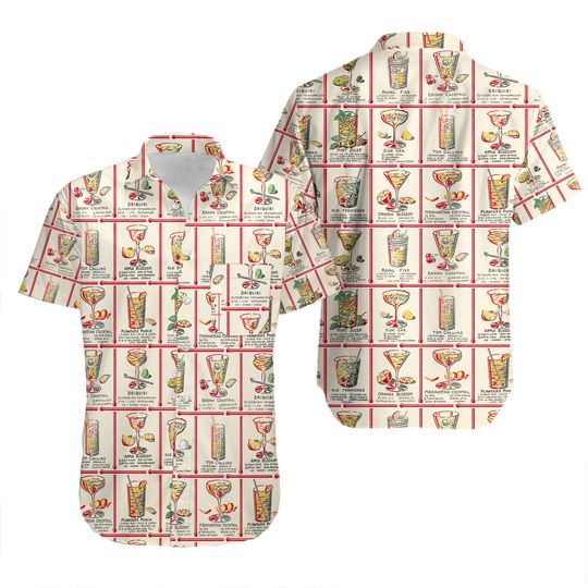 Discover Vintage 1940s Atomic Cocktail Drinks Tiki Cotton Hawaiian Rockabilly