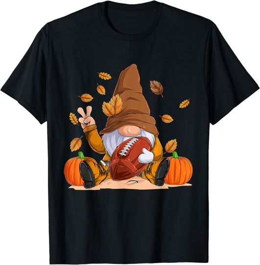 Discover Football Gnome Thanksgiving Autumn Fall Season Boys Kids T-Shirt