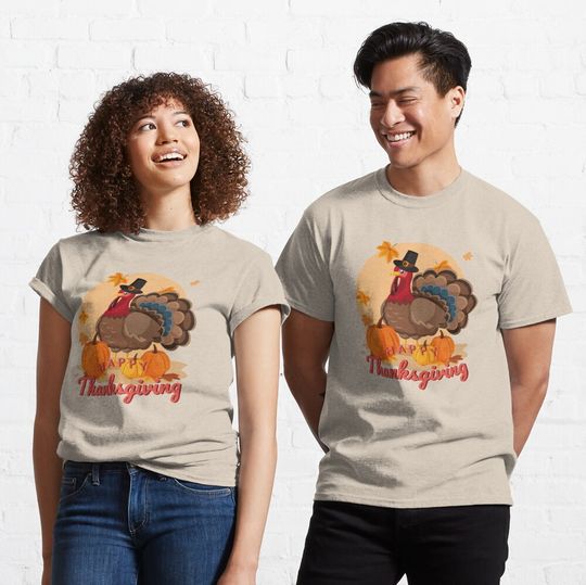 Discover happy thanksgiving pilgrim turkey T-Shirt