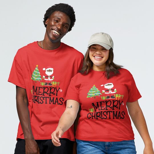 Discover Merry Christmas Black Santa African American T-Shirt