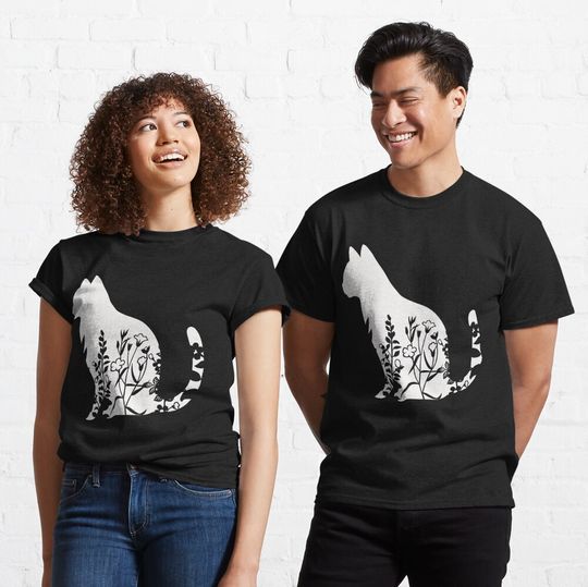 Discover Cute Floral Cat Lover Classic T-Shirt