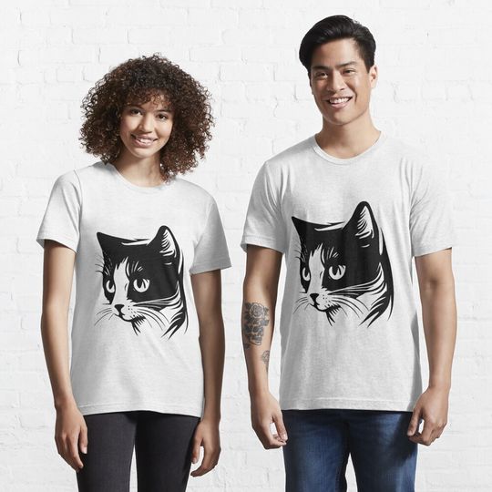 Discover Black Cat Minimalist Floral Pocket Shirt