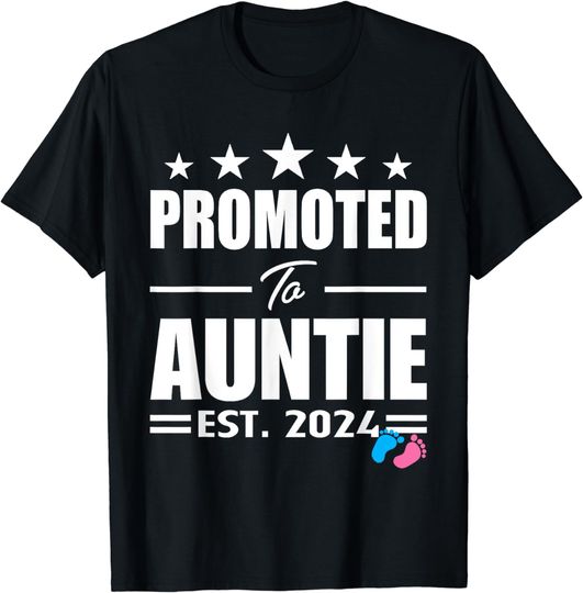 Discover Cute Promoted To Aunt 2024 Funny Gender Reveal Pink Or Blue T-Shirt