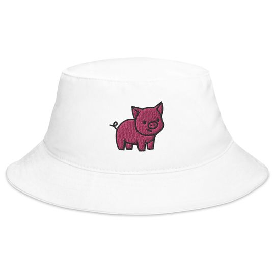 Discover Embroidered Pig Bucket Hat - Animal Sun Hat