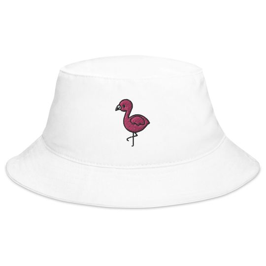 Discover Embroidered Flamingo Bucket Hat - Cute Animal Gift