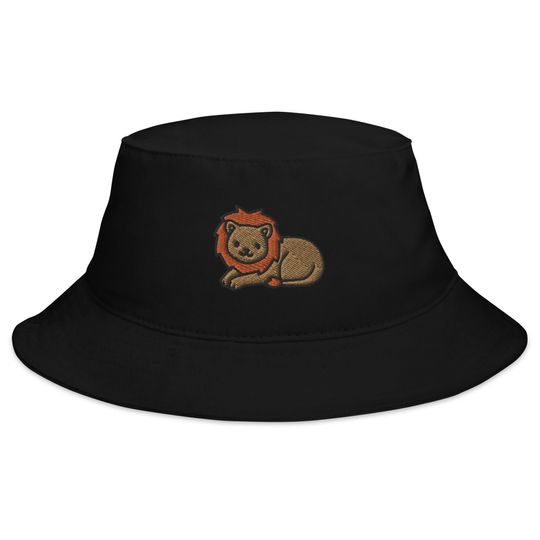 Discover Lion Bucket Hat,Embroidered Bucket Hat,  Cute Animal, Animal Hat, Lion Gift