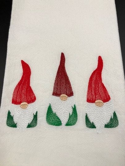 Discover Christmas Gnomes Embroidered Towel