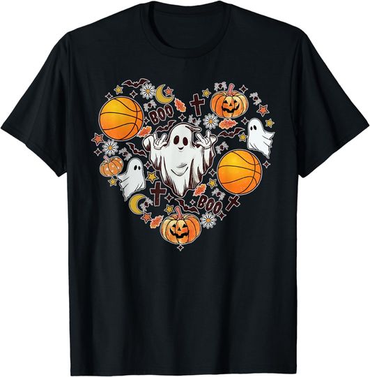 Discover Vintage Halloween Basketball Heart Shape Basketball Boo Crew T-Shirt