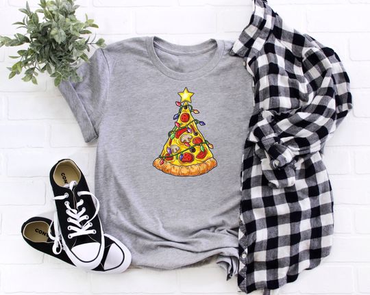 Discover Pizza Christmas Tree Lights T-Shirt