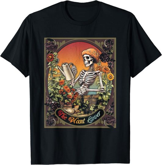 Discover The Plant Lover Tarot Card Skeleton Skull Flowers Halloween T-Shirt