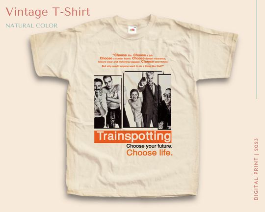 Discover Vintage TShirt Trainspotting NATURAL color Men Woman Unisex T-Shirt