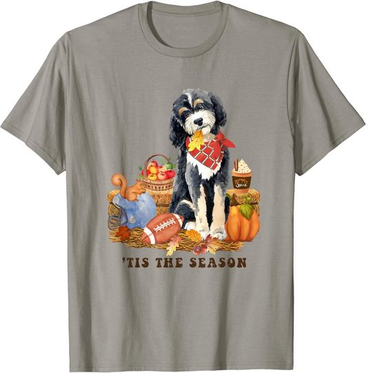 Discover Bernedoodle Dog Fall Tis The Season Football Pumpkin Spice T-Shirt