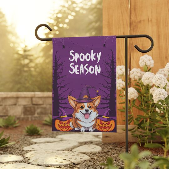 Discover Spooky Corgi Garden Flag