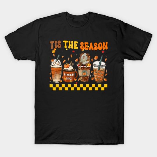 Discover Tis' The Season Coffee Pumpkin Guinea Pig Halloween Fall T-Shirt