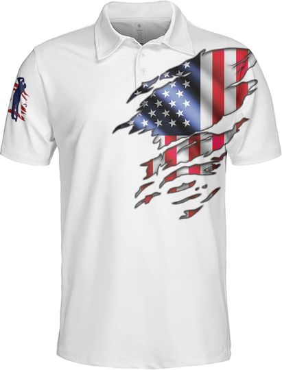 Discover American Flag Patriotic Polo Shirt