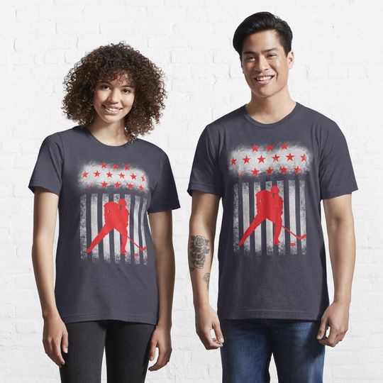 Discover Hockey USA American Flag Essential T-Shirt