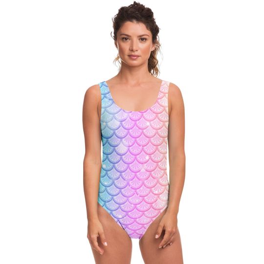 Discover Mermaid One Piece Swimsuit for Women, Pastel Tie Dye Ombre Scales