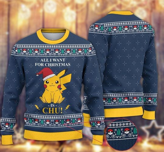 Discover PKM Ugly Christmas Sweater Custom Gengar Xmas Gift, Pikachuu Pokemonn Christmas Sweater
