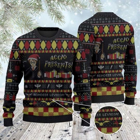 Discover Accio Present Wizard Ugly Christmas Sweater