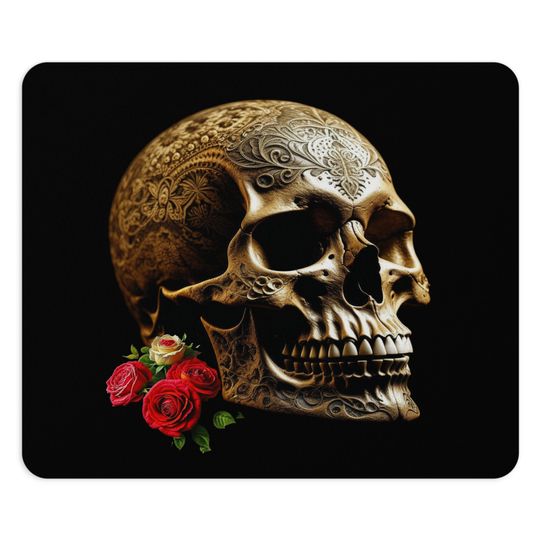 Discover Skull Roses Mouse Pad, Square or Round Mouse Pad