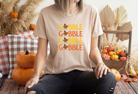 Discover Gobble Gobble Turkey Shirt, Fall Women Shirt, Thanksgiving Family Shirt, Cute Turkey Shirt
