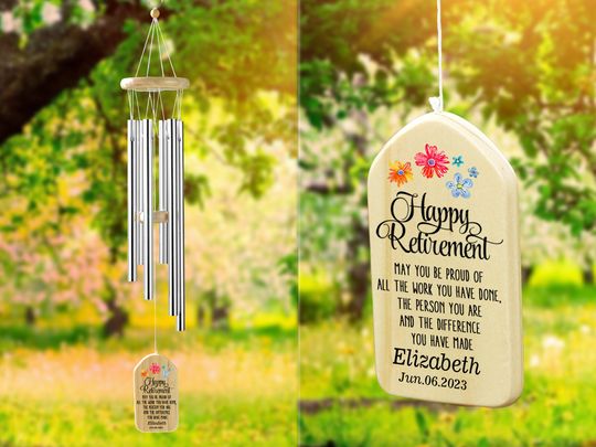Discover Happy Retirement Wind Chime,Custom Retirement Wind Chimes,Gift For Retired Teacher