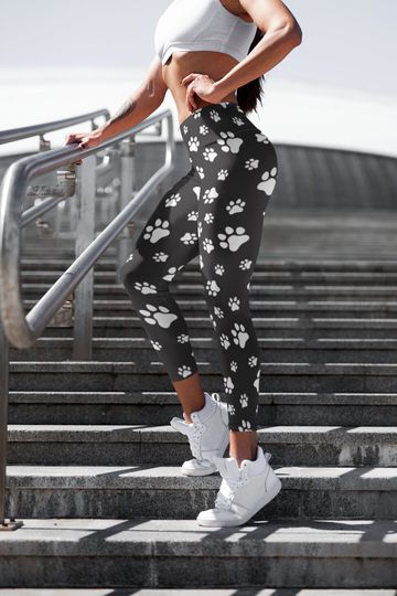 Discover Paw  High Waist Leggings - Dog Lover, Dog Mama Leggings, Yoga Pants, Stretch Pants