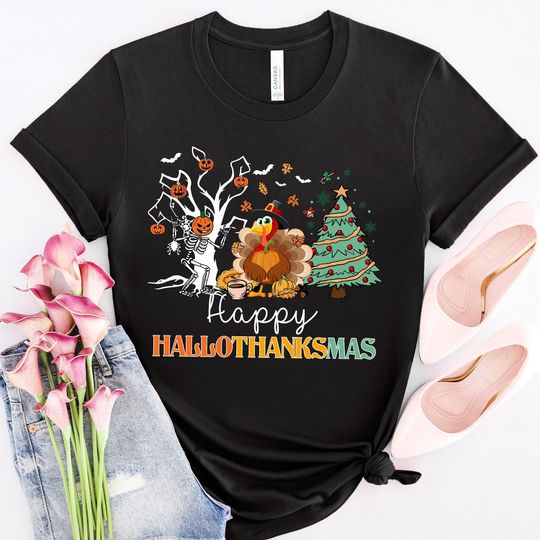 Discover Christmas Shirt, Happy Hallothanksmas, Gift For Christmas