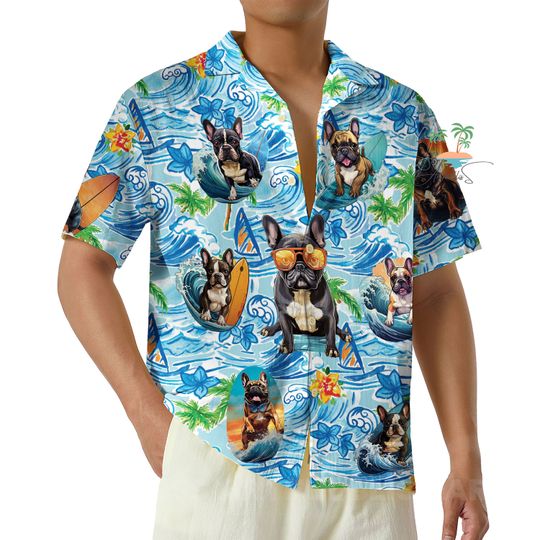 Discover Tropical Flowers Bulldog Hawaiian Shirt