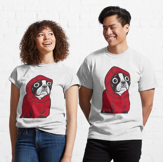 Discover Boston Terrier in a Red Hoodie Classic T-Shirt