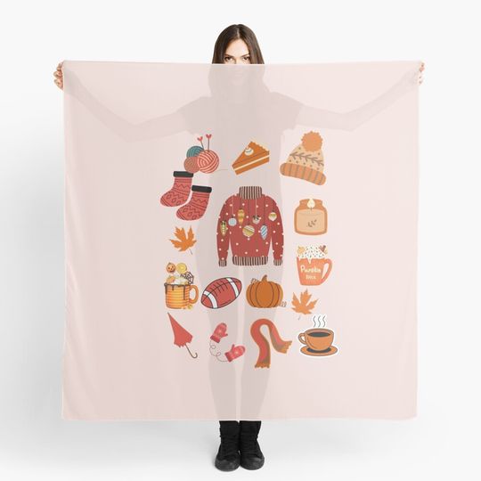Discover Fall Family Halloween Thanksgiving Tops Cute Autumn Thankful Pumpkin Graphic Tees Scarf